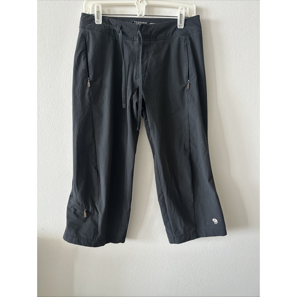 Mountain Hardwear Women 6 Nylon Capri Pants Black Cropped Hiking Zip Pockets